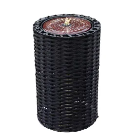 Sunnydaze Plastic Wicker Cylinder Fountain with LED Lights - 20.5"