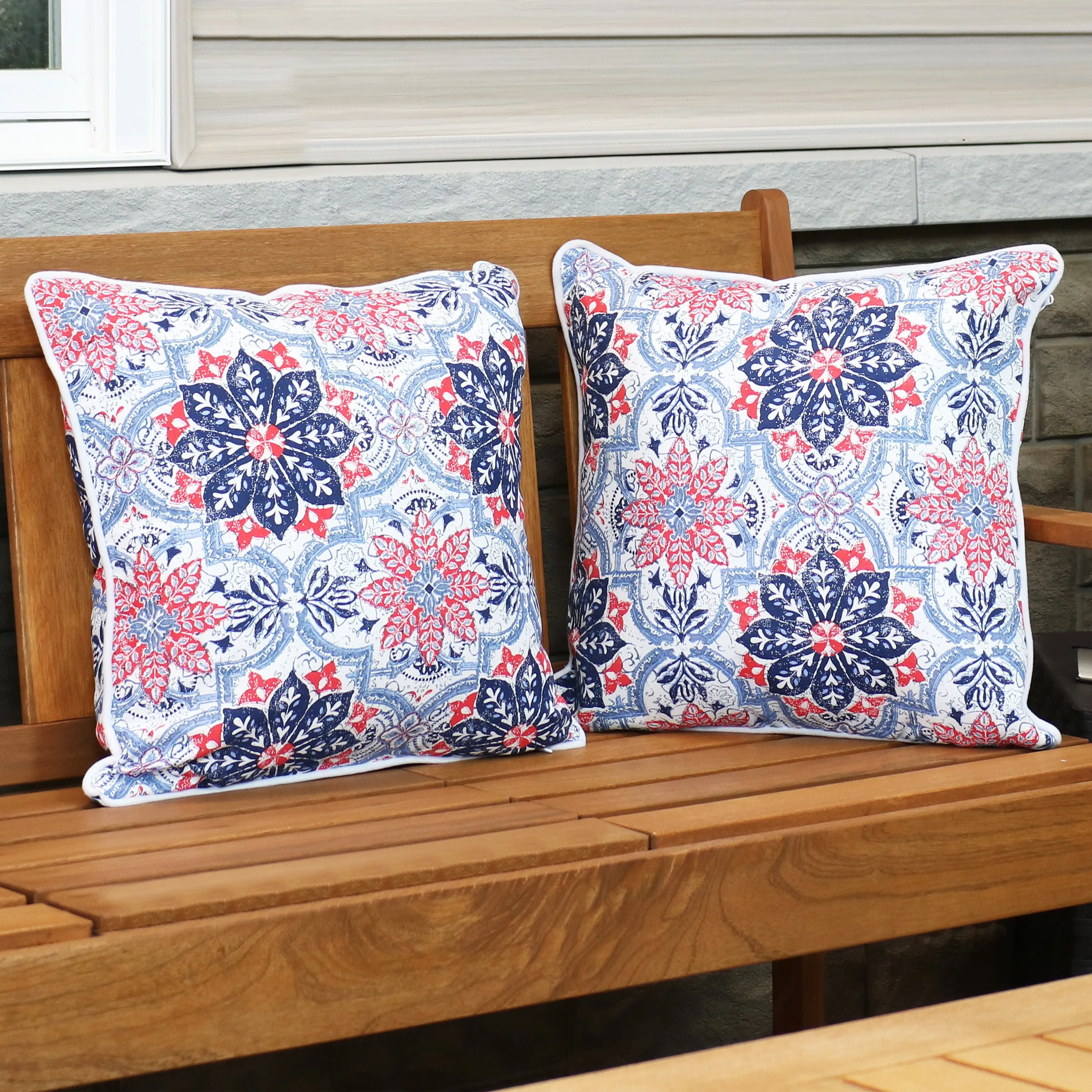 Sunnydaze Polyester Outdoor Decorative Throw Pillow - Set of 2