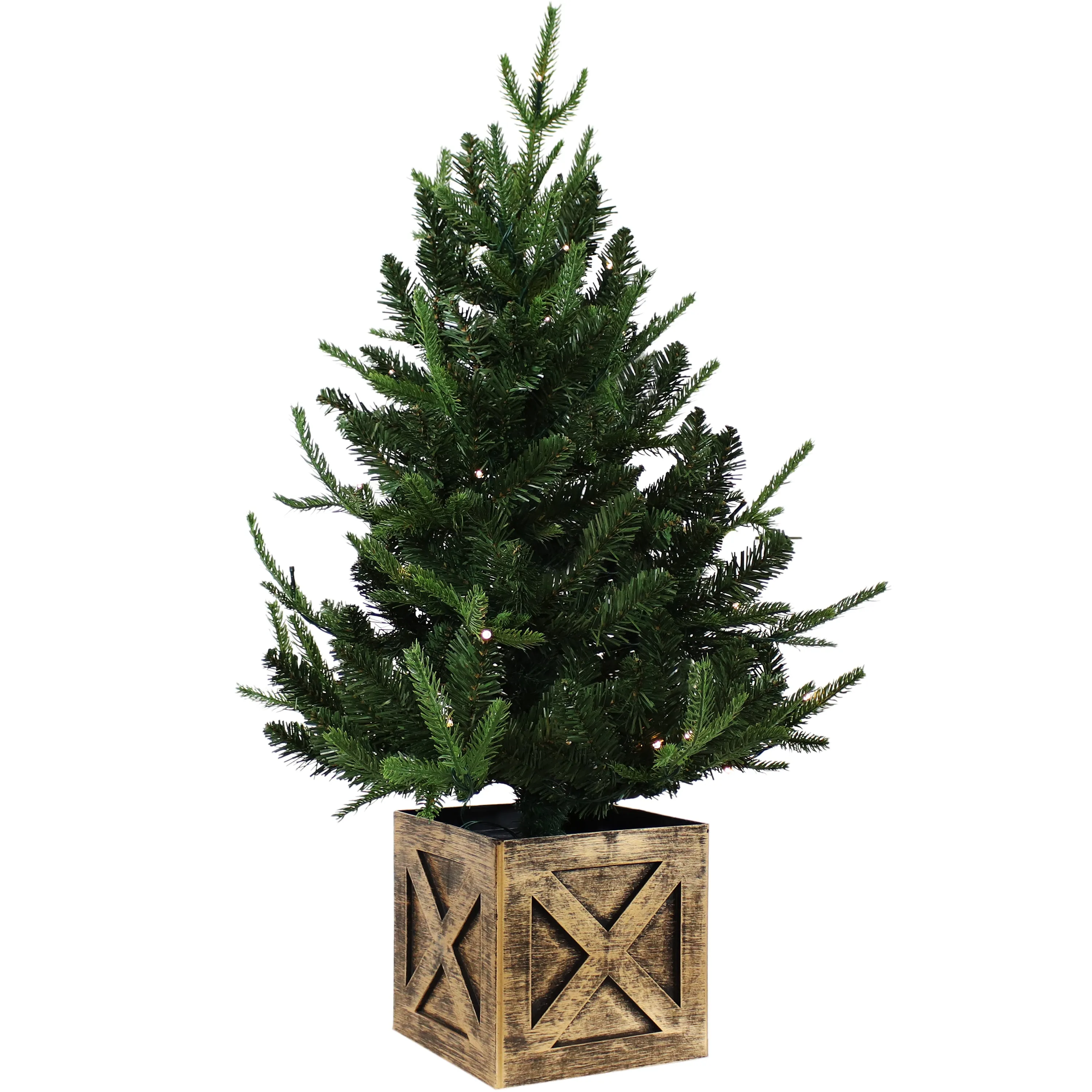 Sunnydaze Pre-Lit Farmhouse Artificial Fir Christmas Tree - 3'