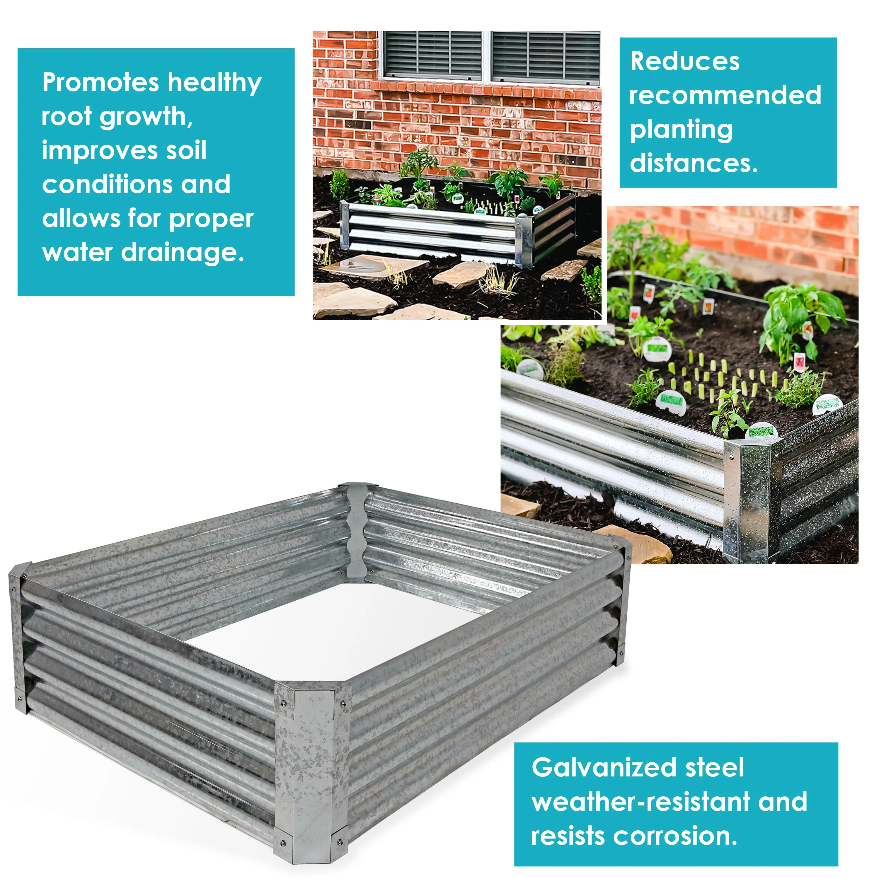 Sunnydaze Rectangle Galvanized Steel Raised Garden Bed - 48"