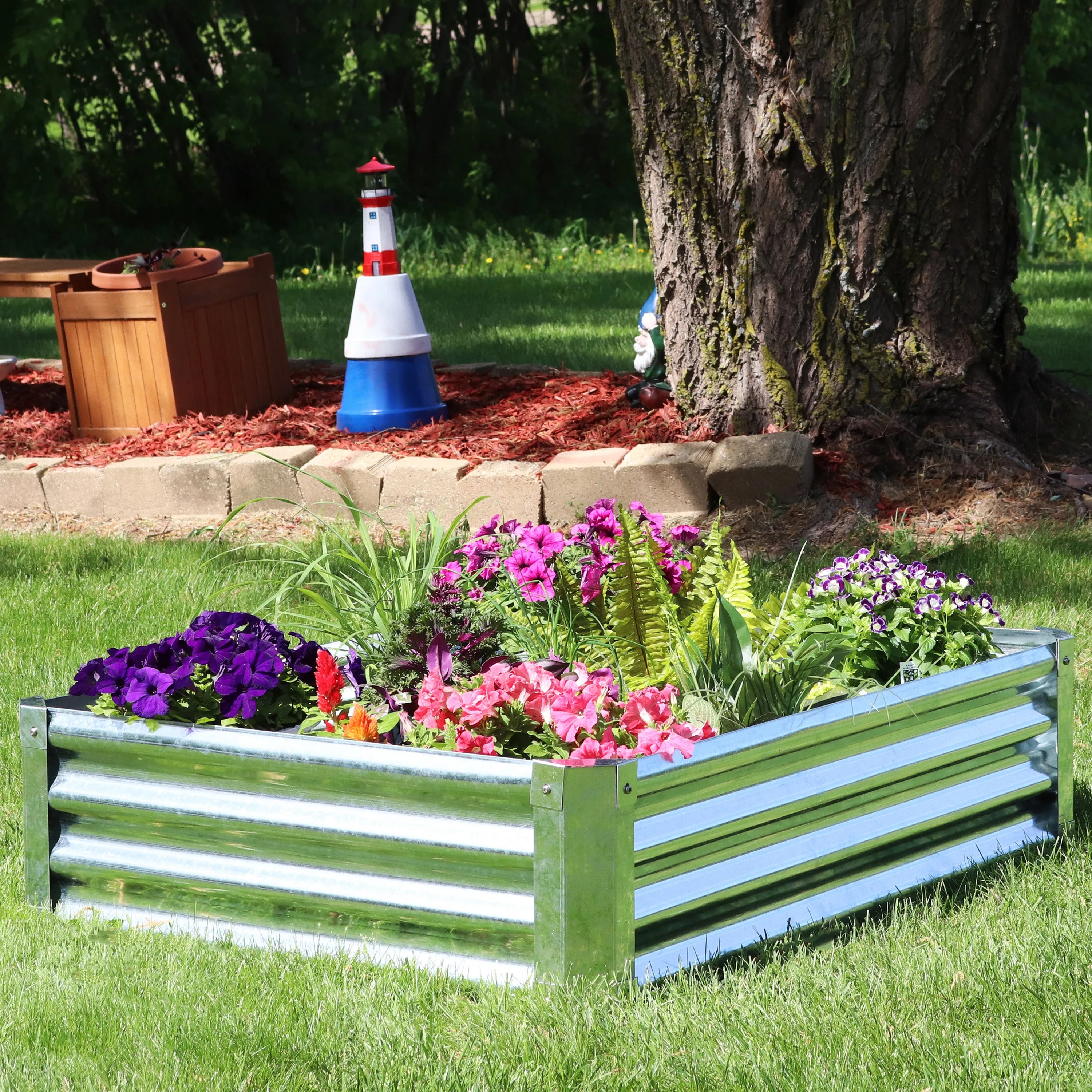 Sunnydaze Rectangle Galvanized Steel Raised Garden Bed - 48"