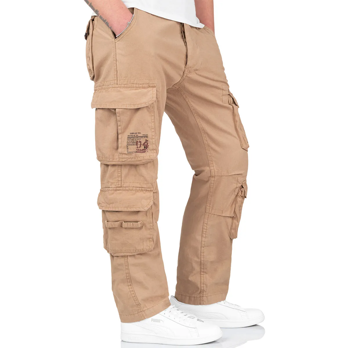 Surplus Airborne Slim Fit Cargo Trousers Beige