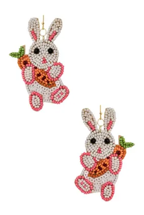 TEEK - Beaded White Bunny Rabbit Iconic Easter Earrings