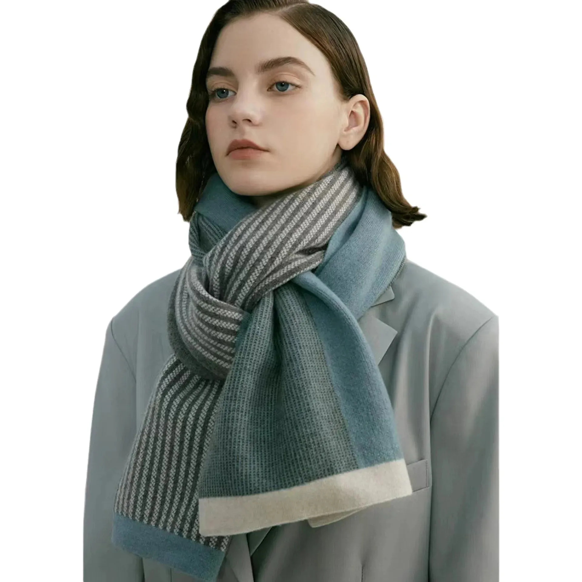 Temperament Cashmere Scarves Women Winter Designer Warm Knitting Scarf