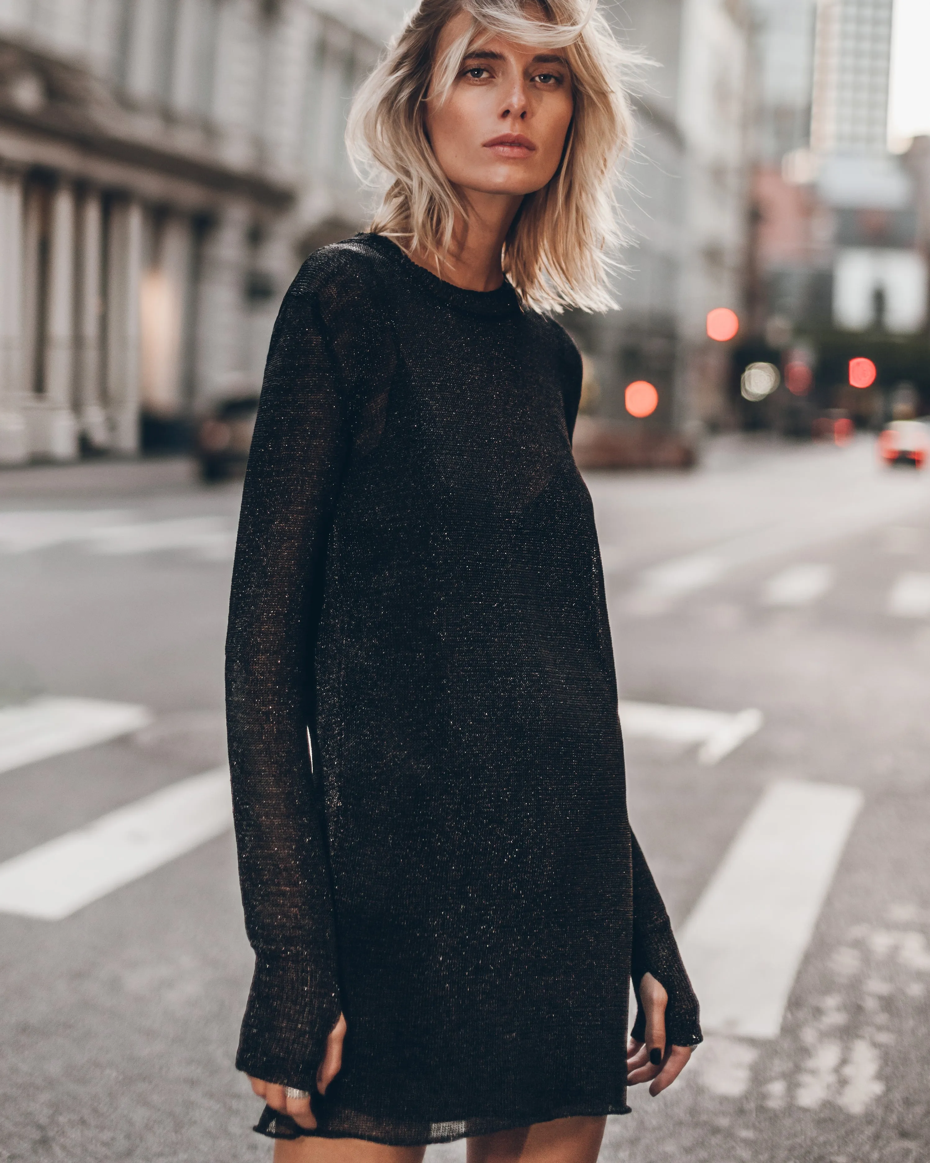 The Black Metallic Knit Dress