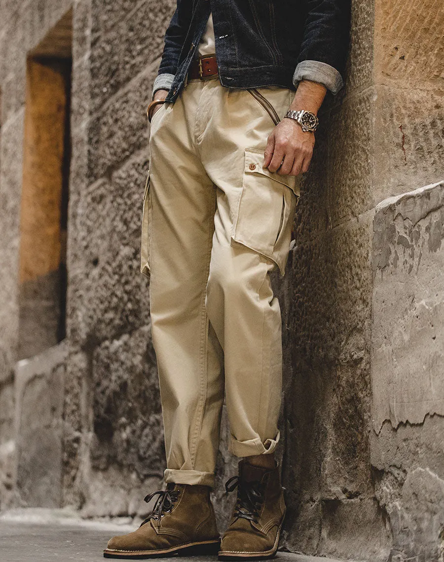 Tooling American Retro Khaki Tapered Casual Men's Trousers