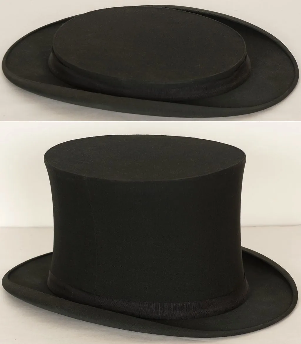 Top Hat Gibus Hat Silk Collapsible Opera Hat Chapeau Claque M 7 1/8