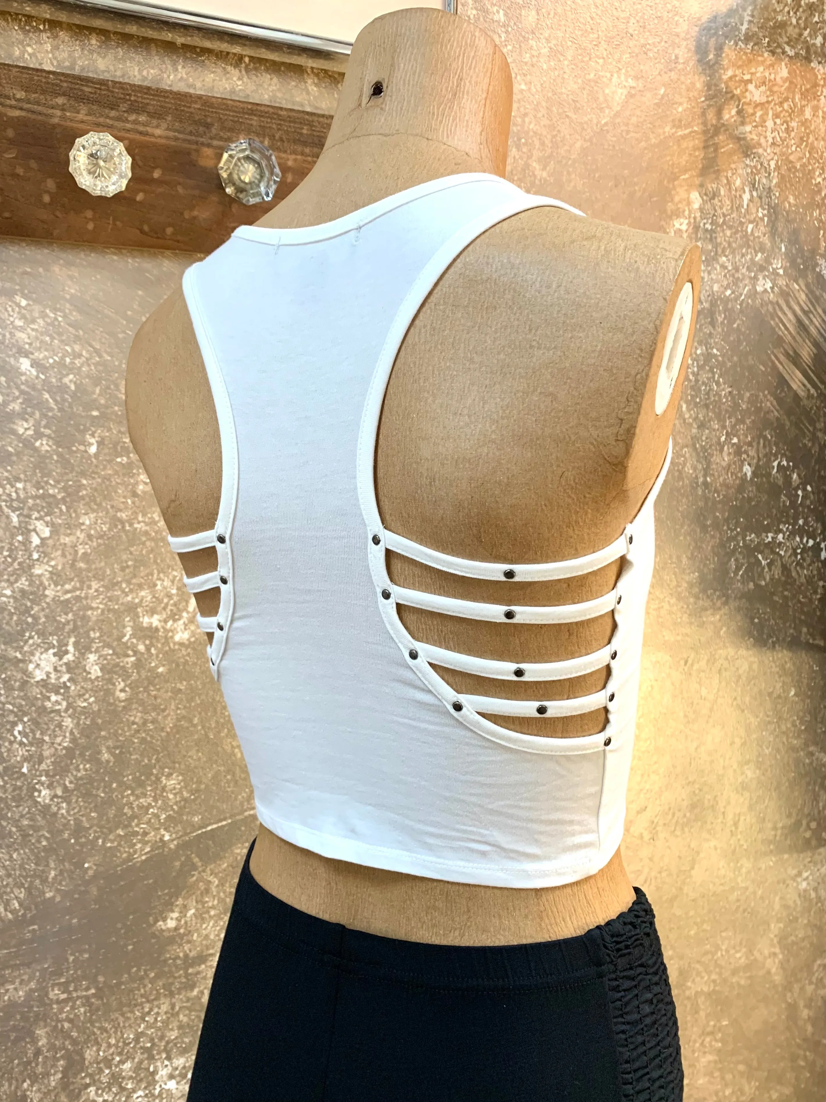 Tough Luv Strappy Crop Top - White