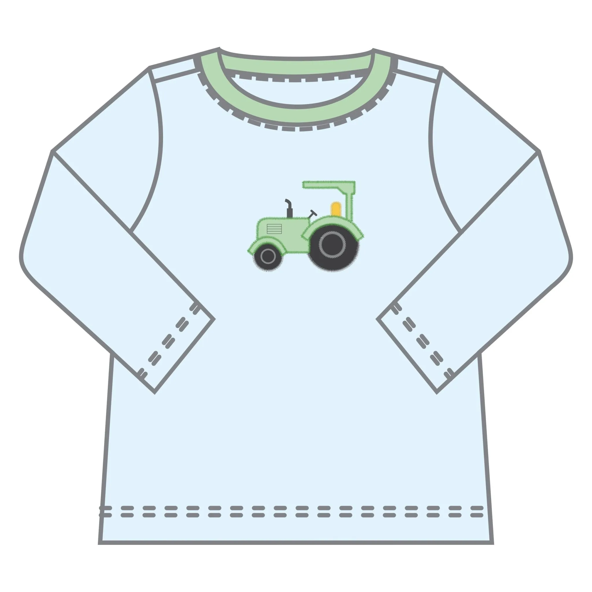 Tractor Time Applique Long Sleeve T-Shirt