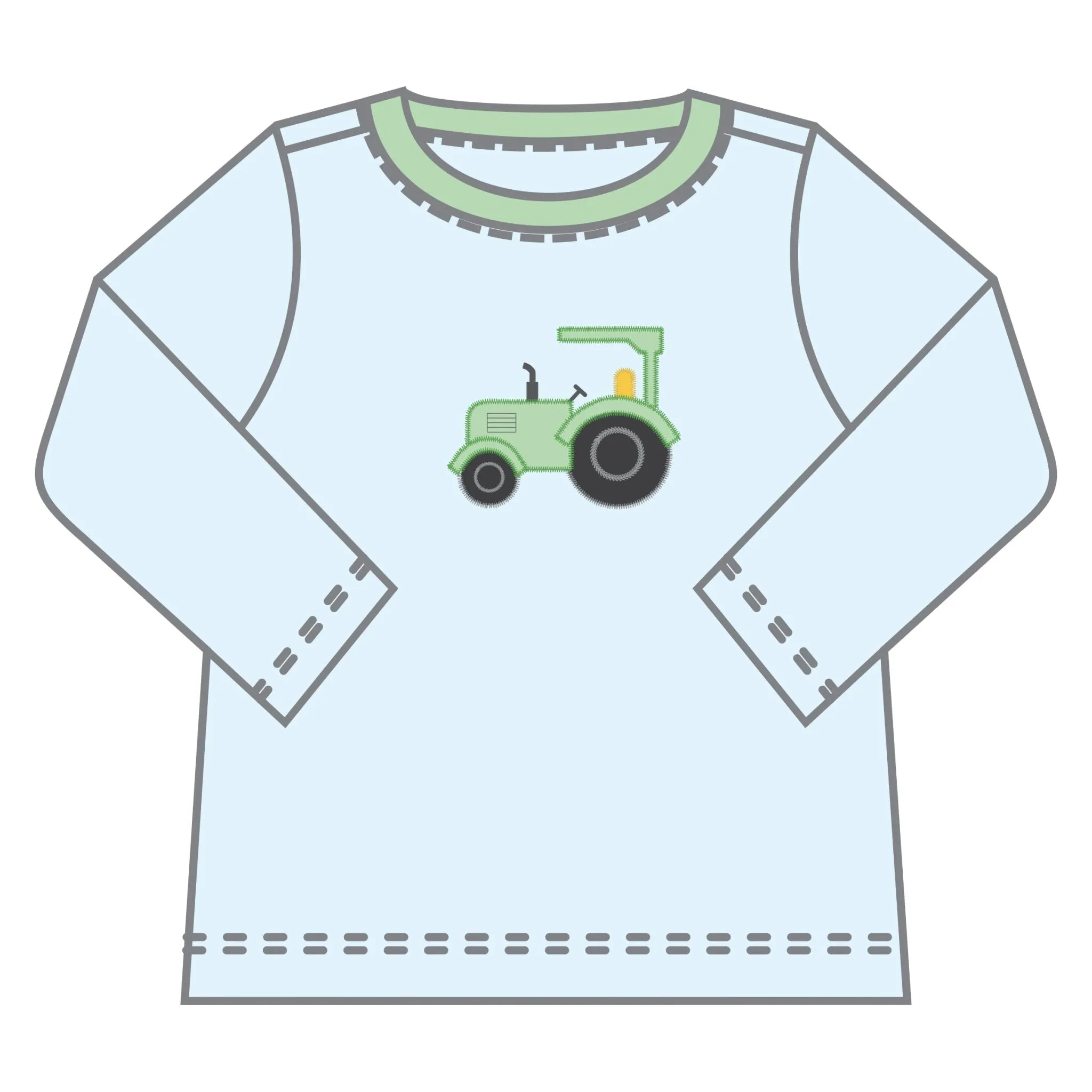 Tractor Time Applique Long Sleeve T-Shirt