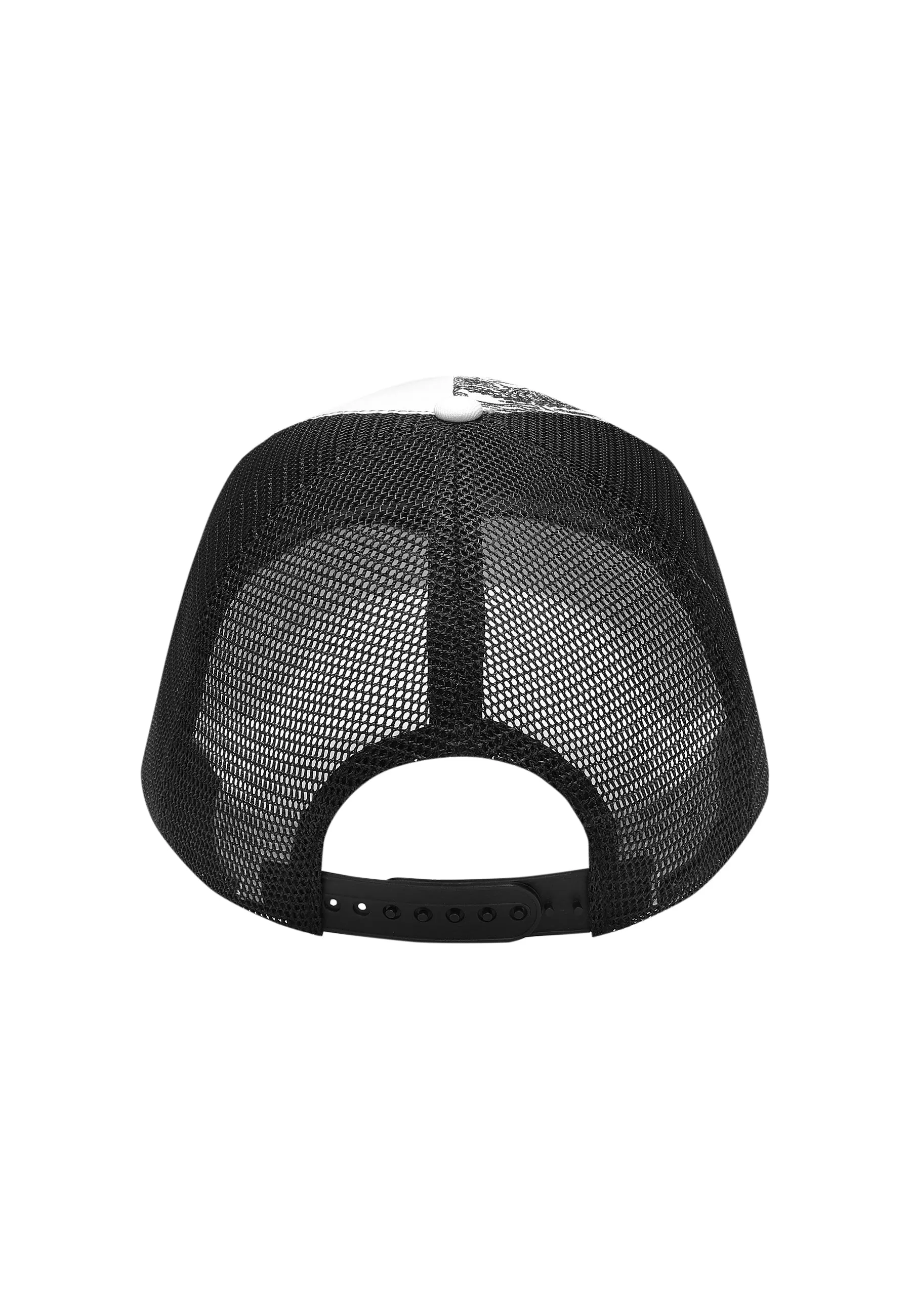 Unisex Double Dragon Twill Front Mesh Trucker - White/Black