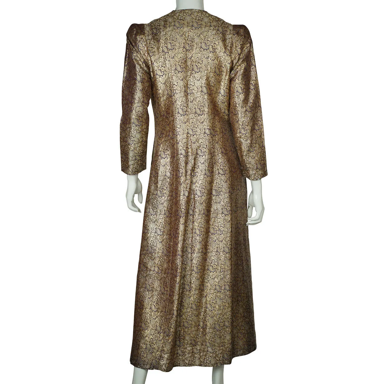 Vintage Gold Metallic Brocade Evening Coat 1960s Ladies Size Medium