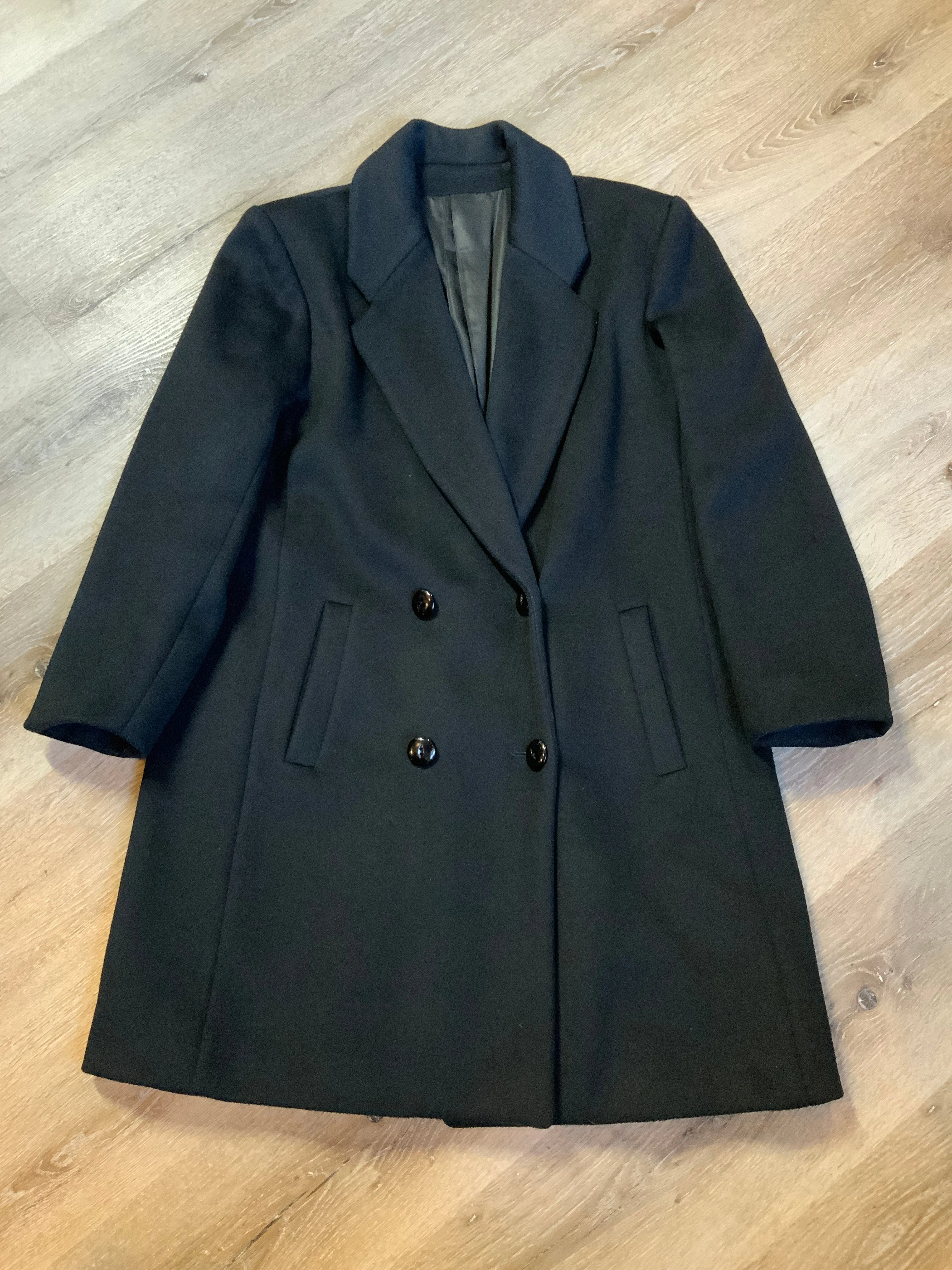 Vintage Lindzon Black Wool Overcoat, Made in Canada