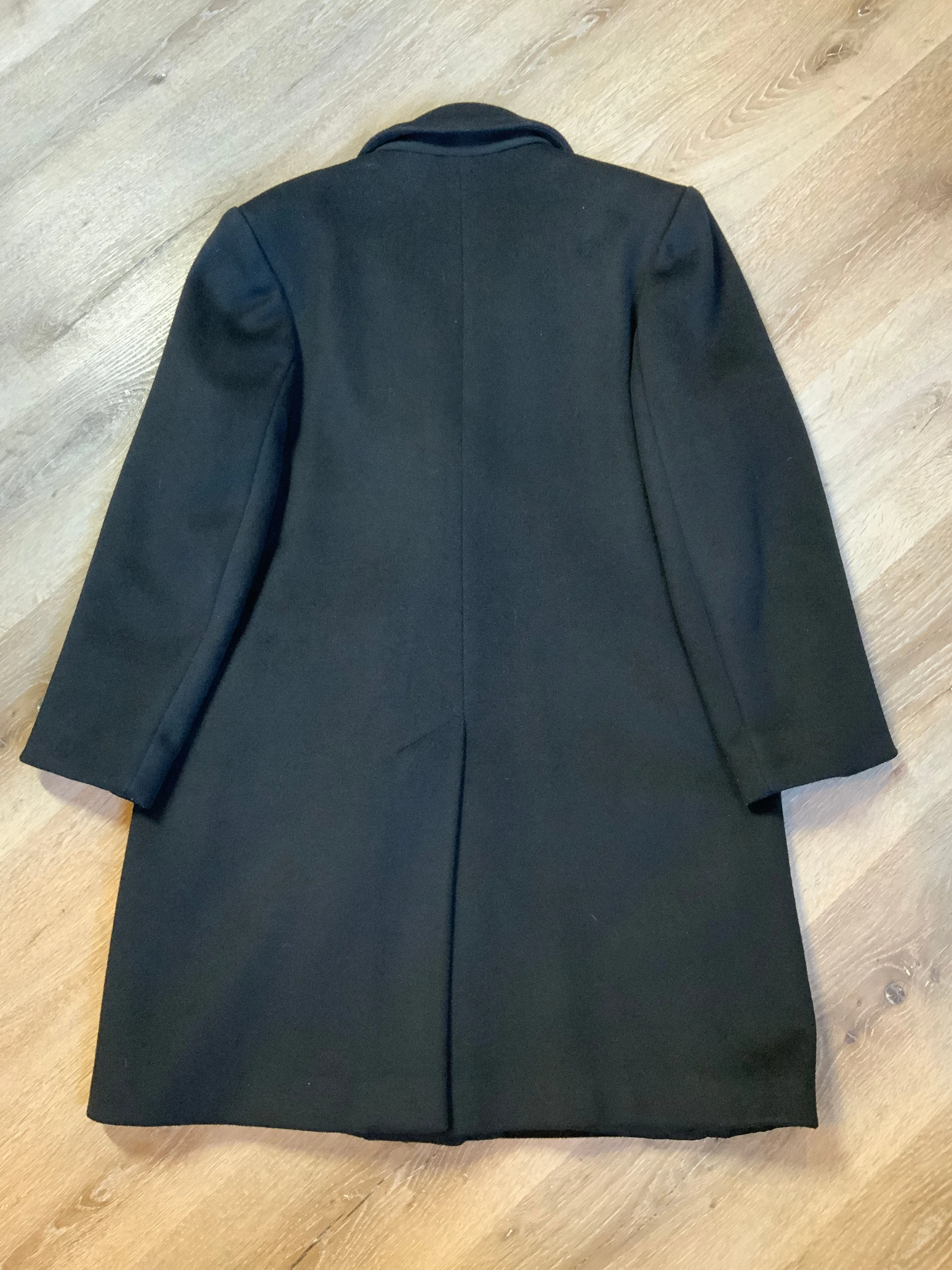 Vintage Lindzon Black Wool Overcoat, Made in Canada