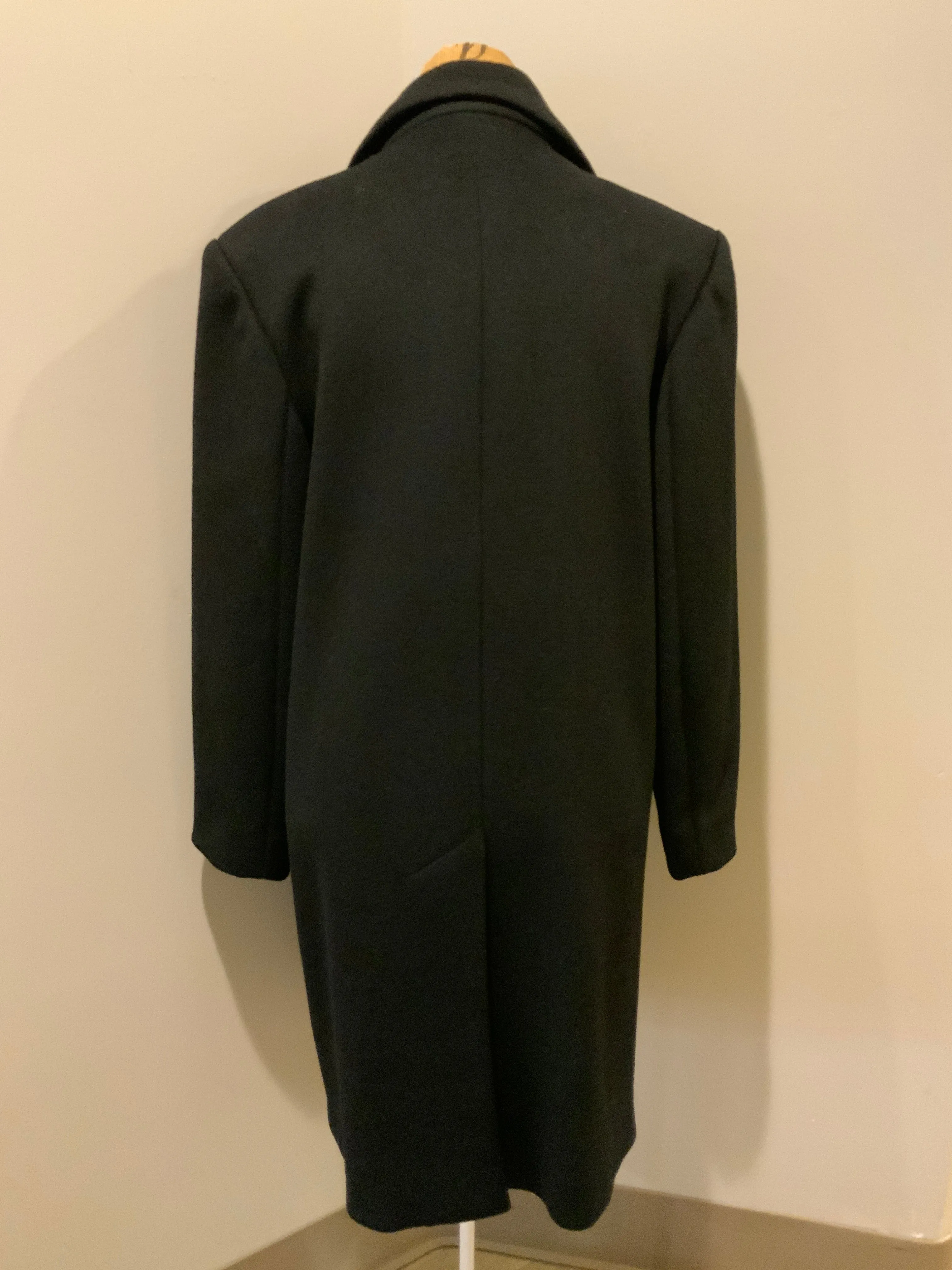 Vintage Lindzon Black Wool Overcoat, Made in Canada