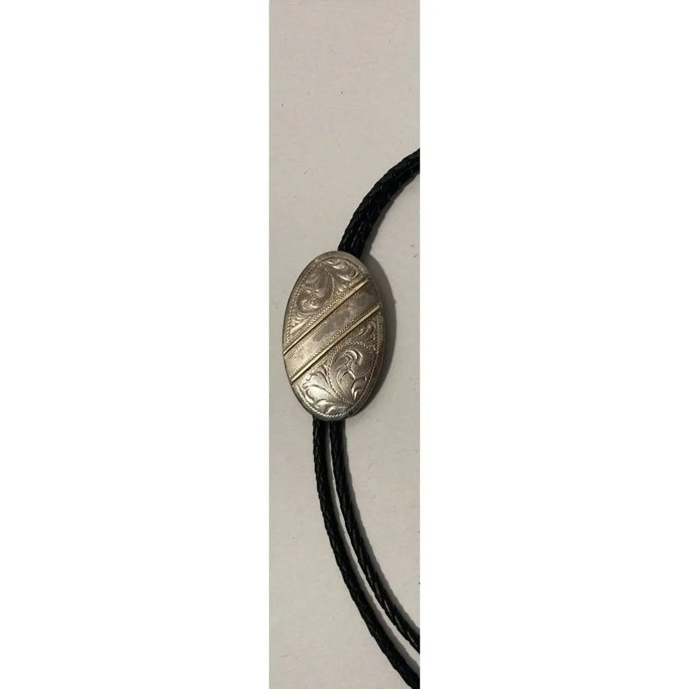 Vintage Metal Bolo Tie, Alpaca Silver, Nice Design, Nice Western Design,