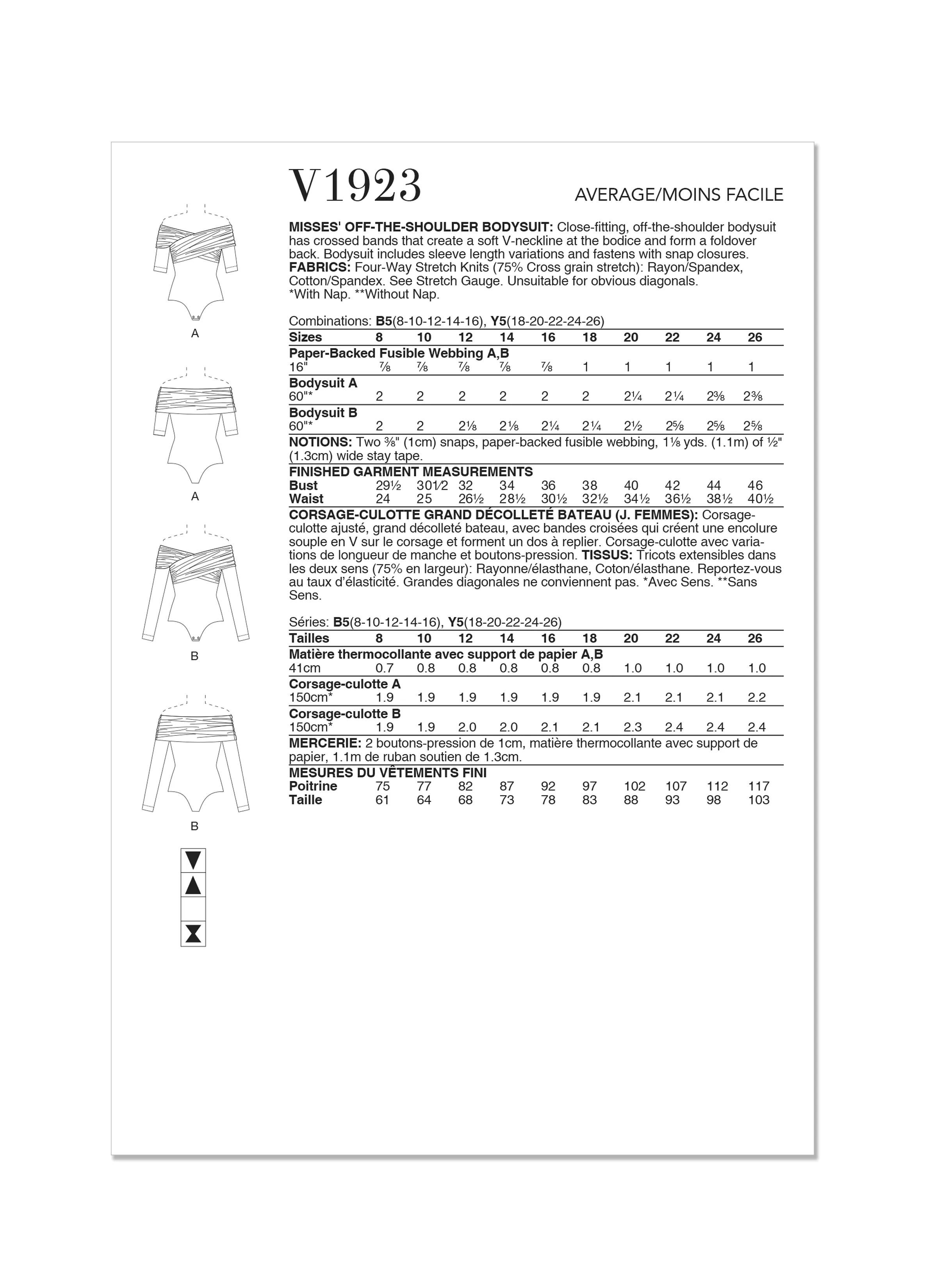 Vogue Sewing Pattern 1923 Off-The-Shoulder Bodysuit