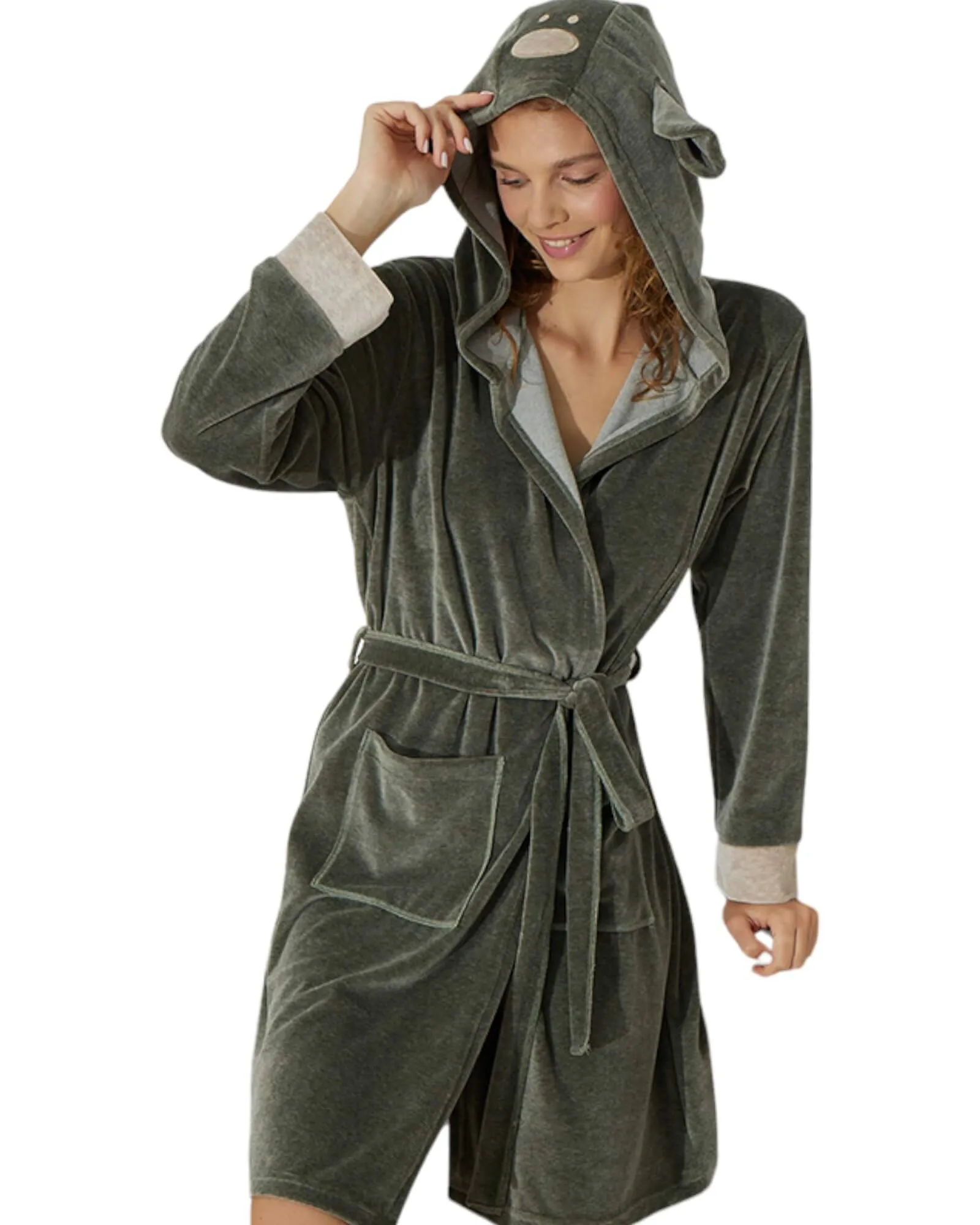 Warmth and Elegance Olive Winter Sleepwear Robe