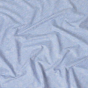 White Premium 100% cotton shirting fabric with blue print in stripe design-D13092