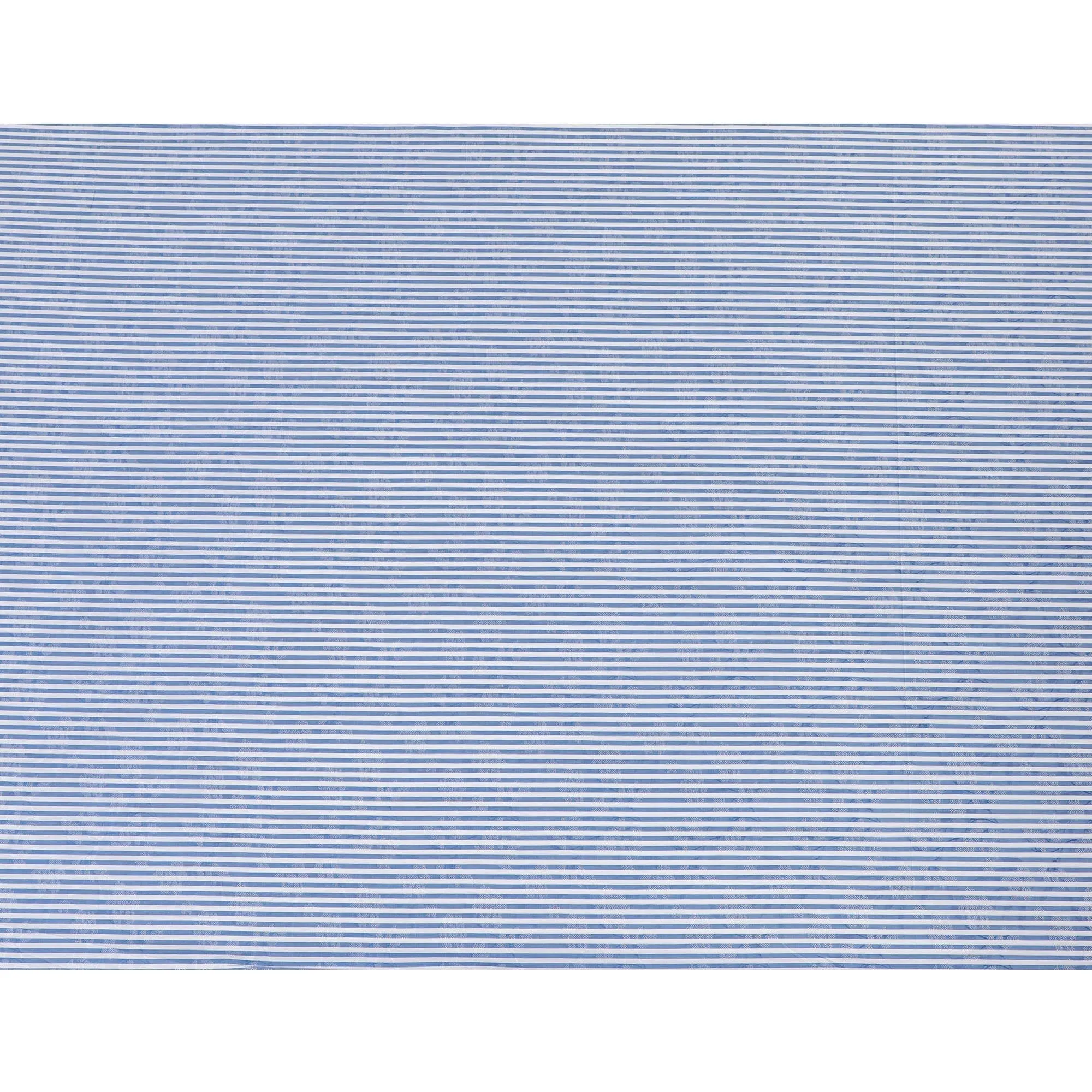 White Premium 100% cotton shirting fabric with blue print in stripe design-D13092