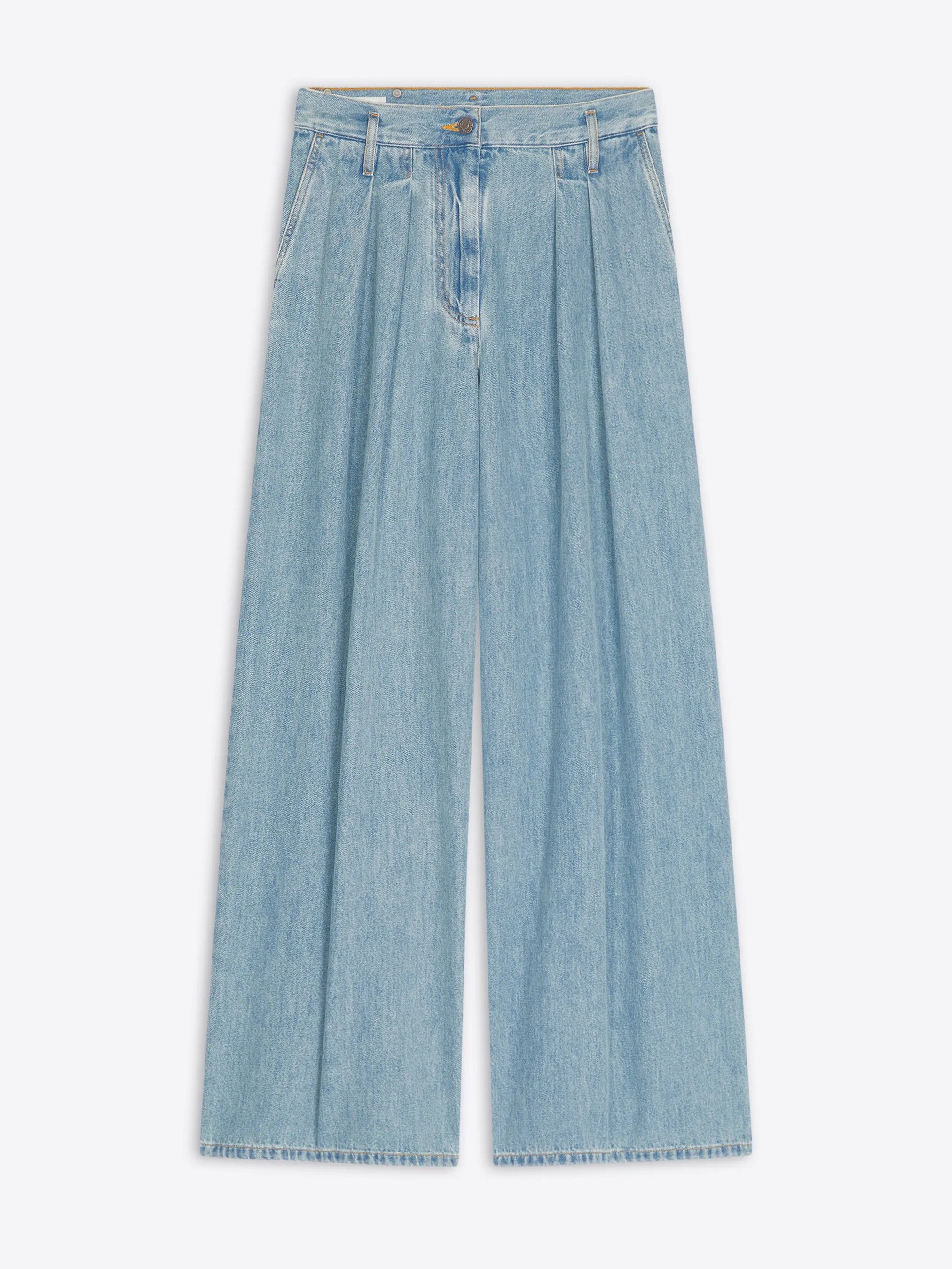 Wide pleated jeans