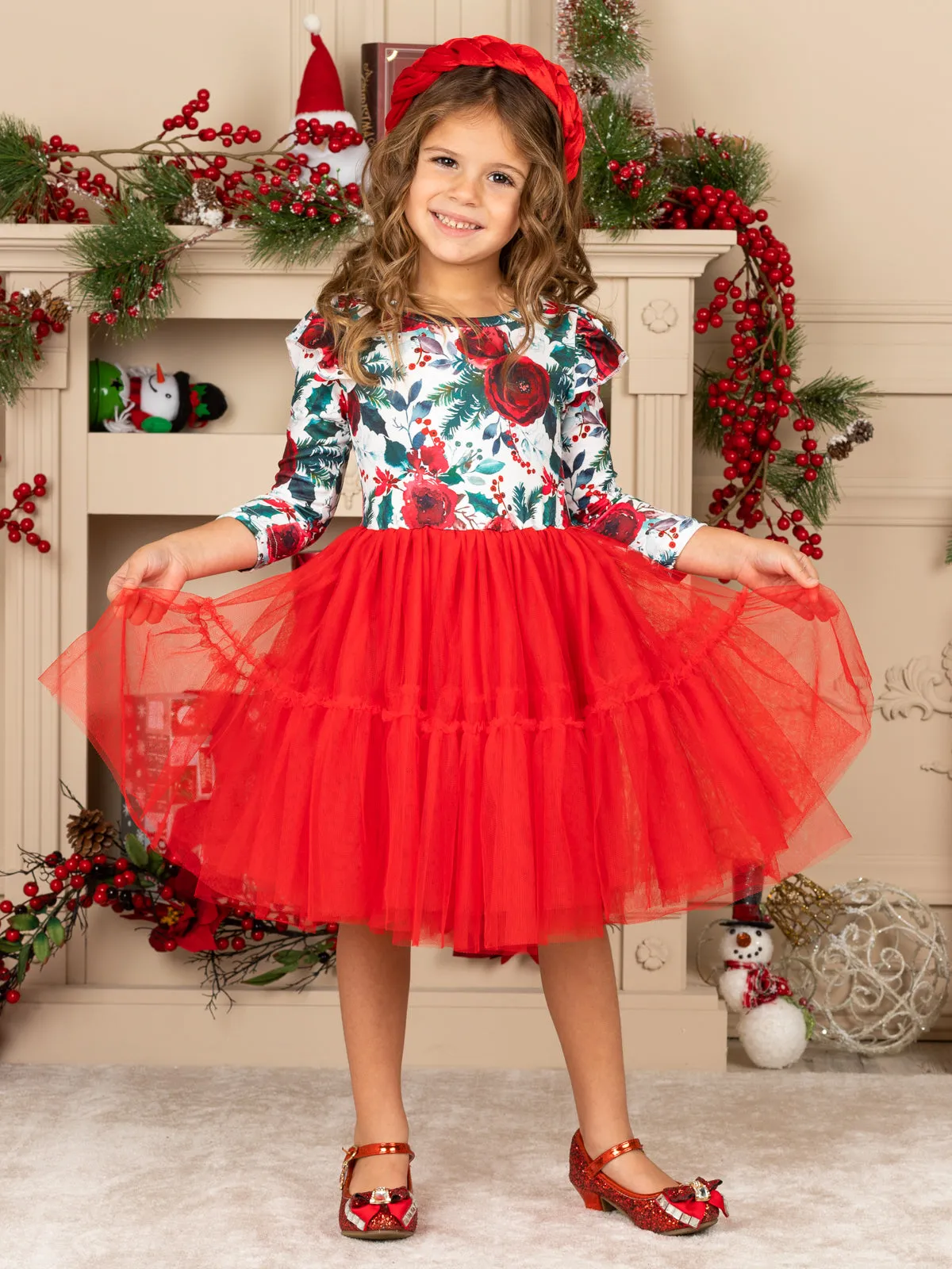 Winter Blossom Layered Tutu Dress