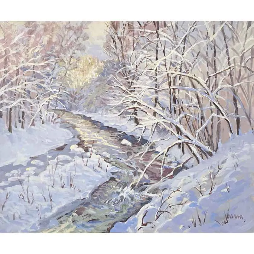 Winter Stream -Acrylic Painting 20x24