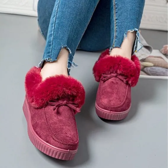 Women winter ankle short faux fur warm platform snow boots