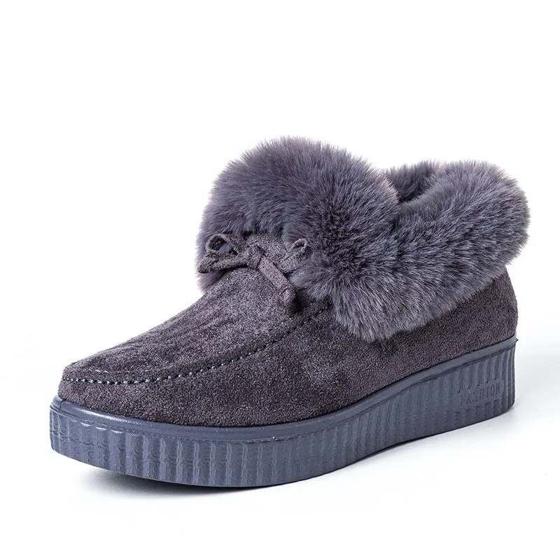 Women winter ankle short faux fur warm platform snow boots