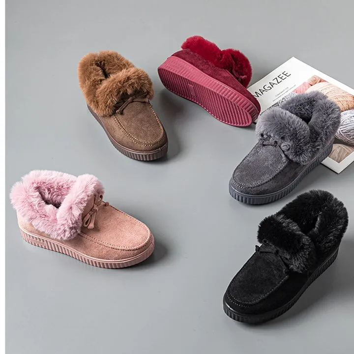 Women winter ankle short faux fur warm platform snow boots