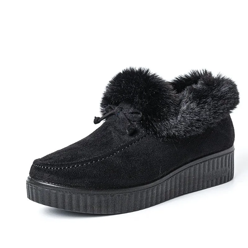 Women winter ankle short faux fur warm platform snow boots