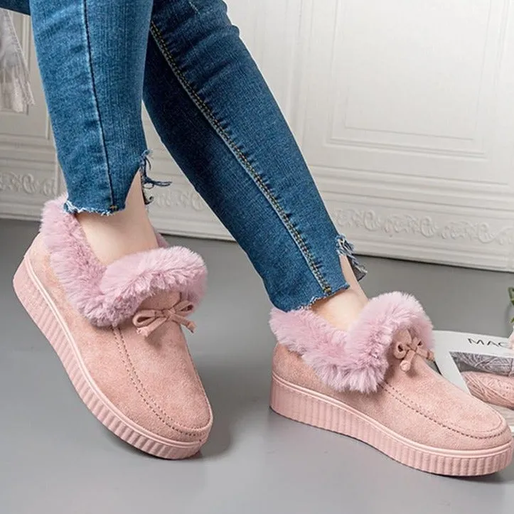 Women winter ankle short faux fur warm platform snow boots