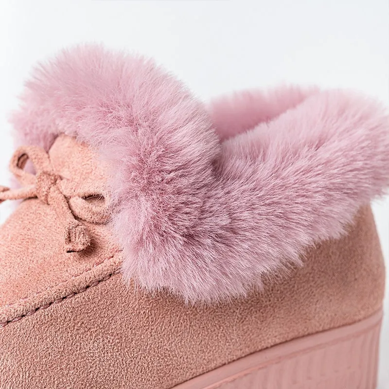 Women winter ankle short faux fur warm platform snow boots