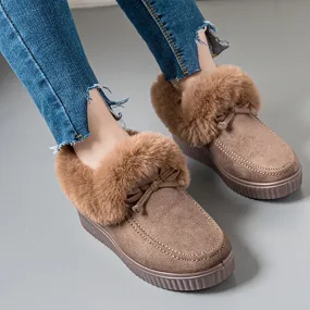 Women winter ankle short faux fur warm platform snow boots