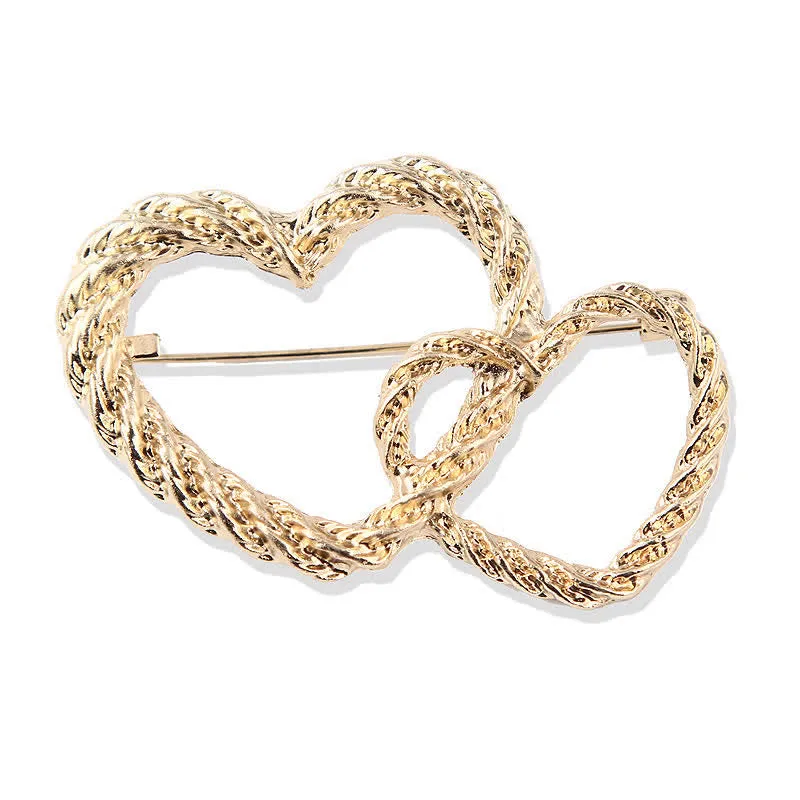 Women's Double Love Heart To Heart Brooch