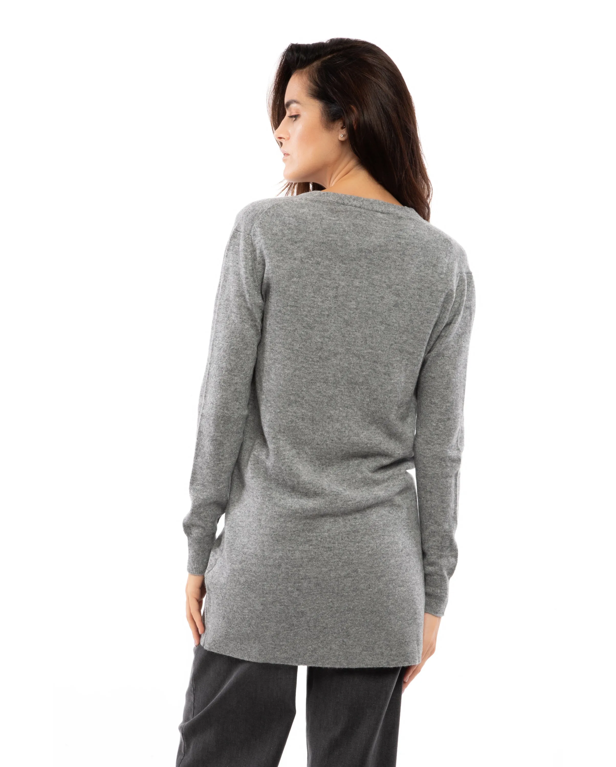 Women's Long Pure Cashmere Cardigan Sweater Taupe