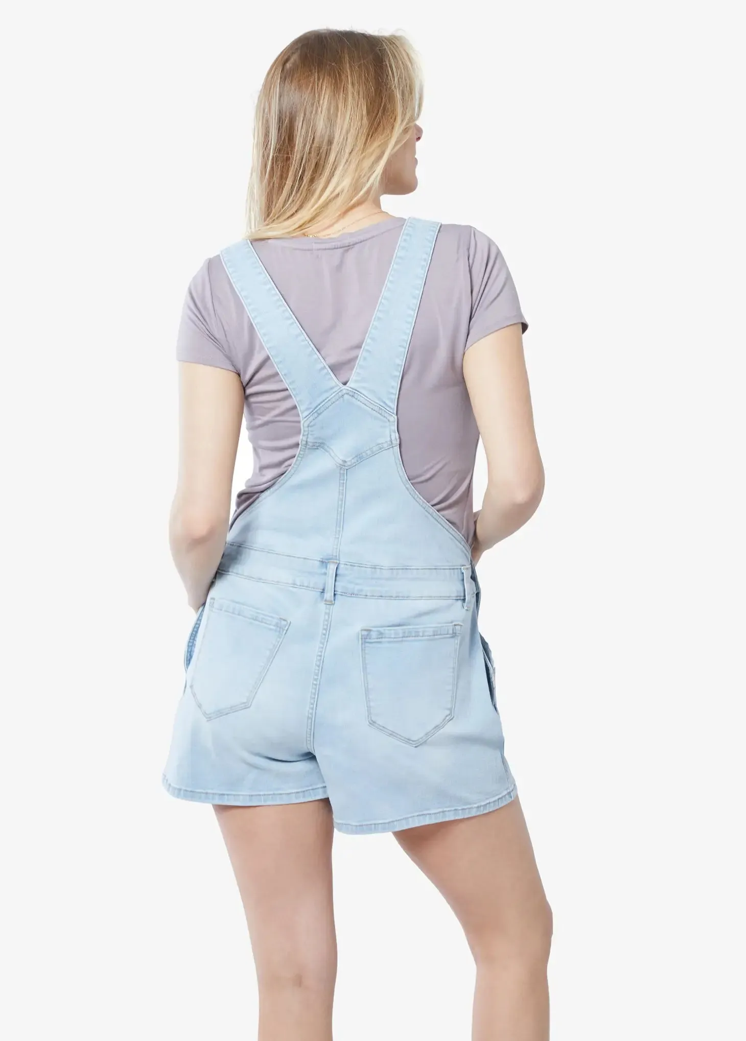 WOMEN'S MATERNITY SHORT DENIM OVERALL