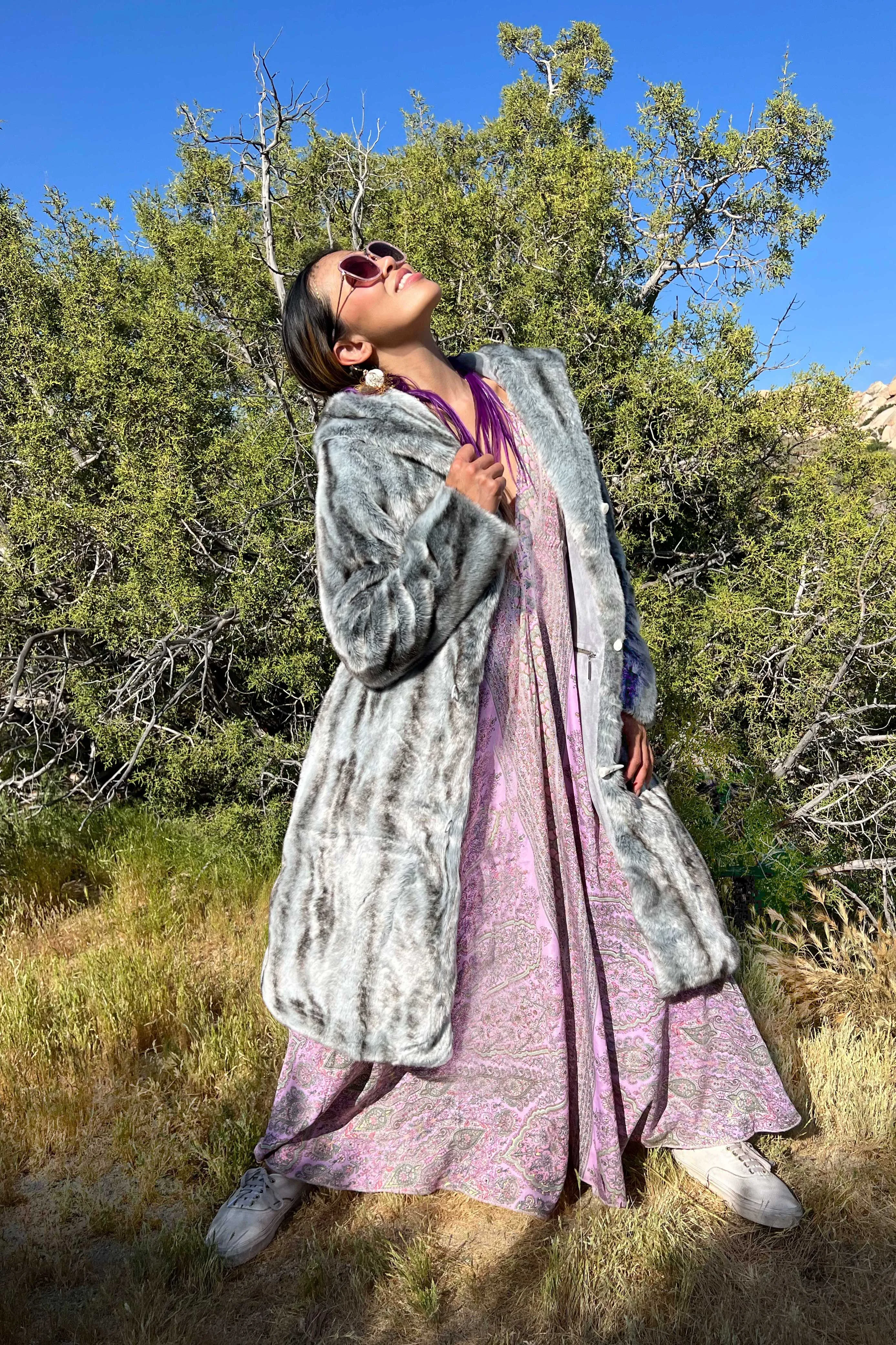 Women's Playa Coat in "Silver Slate" Chinchilla