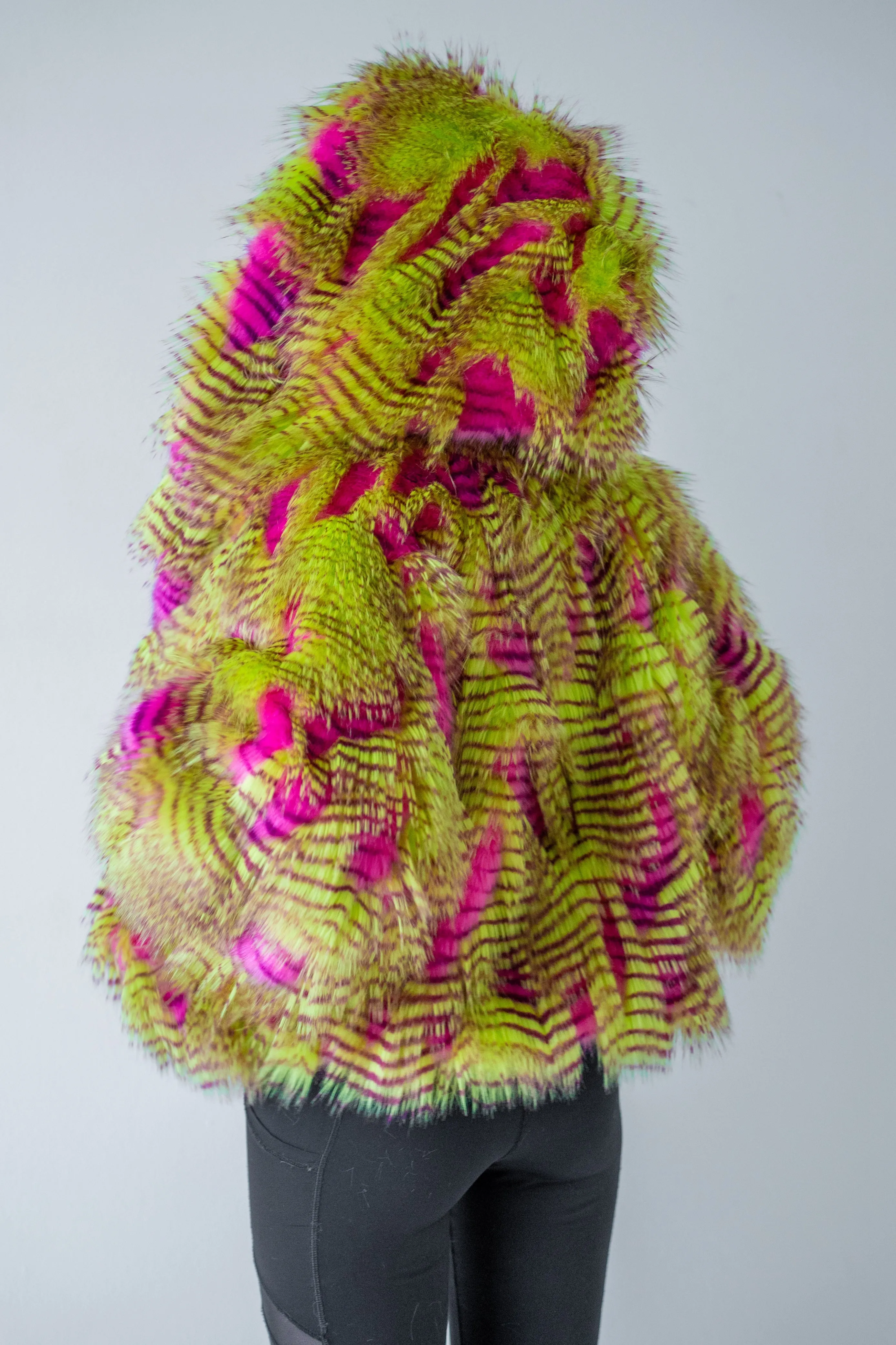 Women's Snuggle Coat in "Pink Lime Feather" STOCK