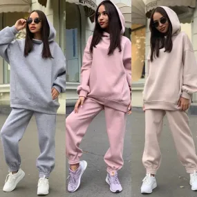 Women's Winter Tracksuit Long Sleeve Hoodie Fashion Outfit 2 Pcs Set - SU924