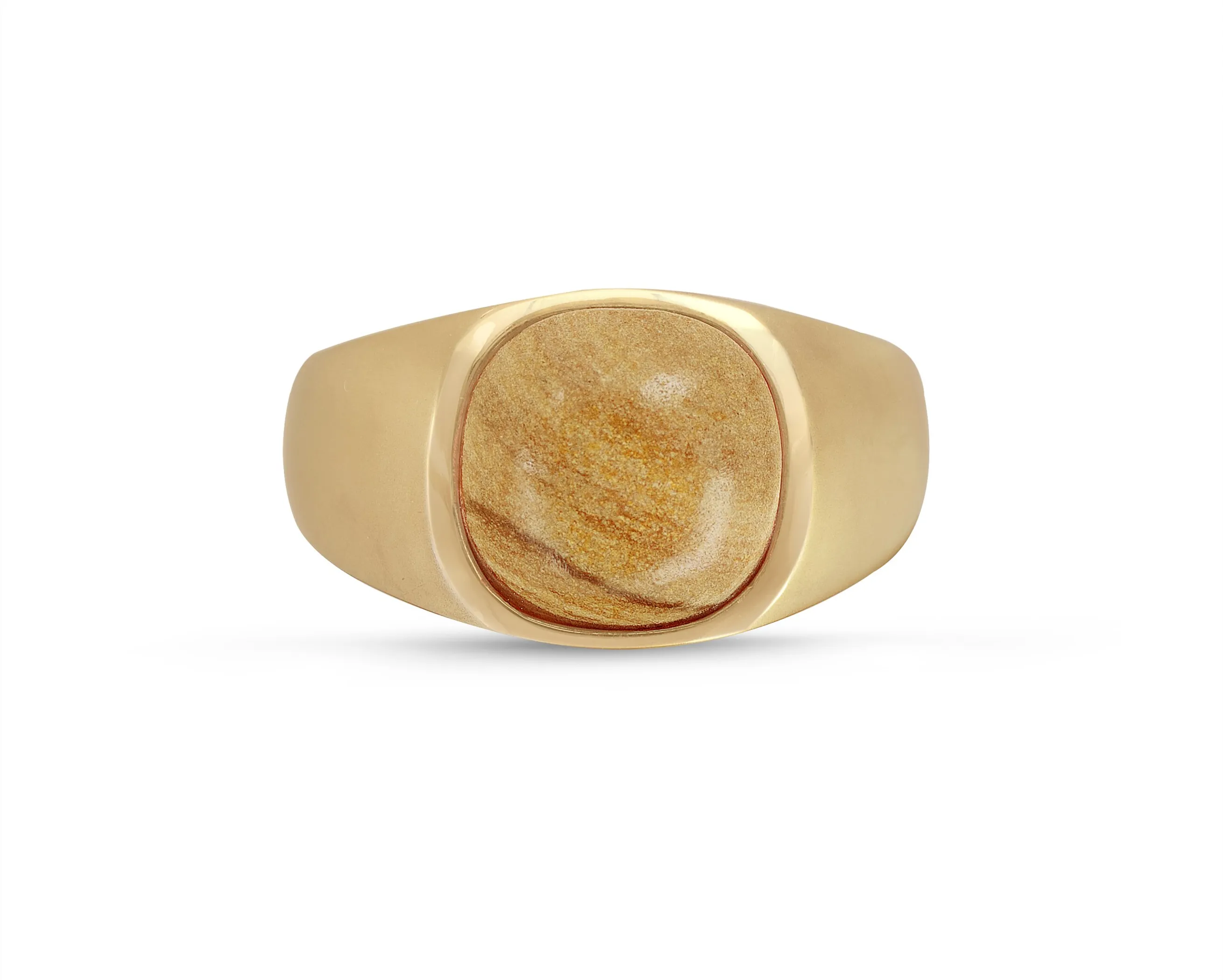 Wood Jasper Iconic Stone Signet Ring in 14K Yellow Gold Plated Sterling Silver