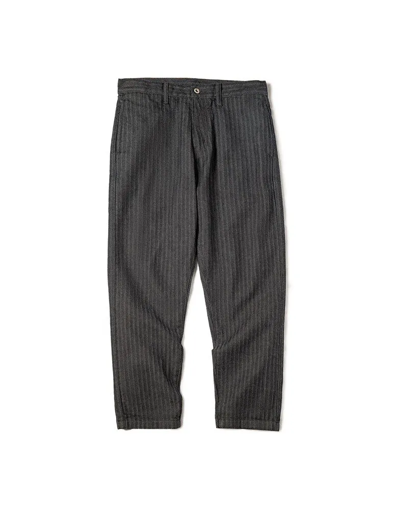 Workwear American Retro HBT Straight Striped Men's Trousers