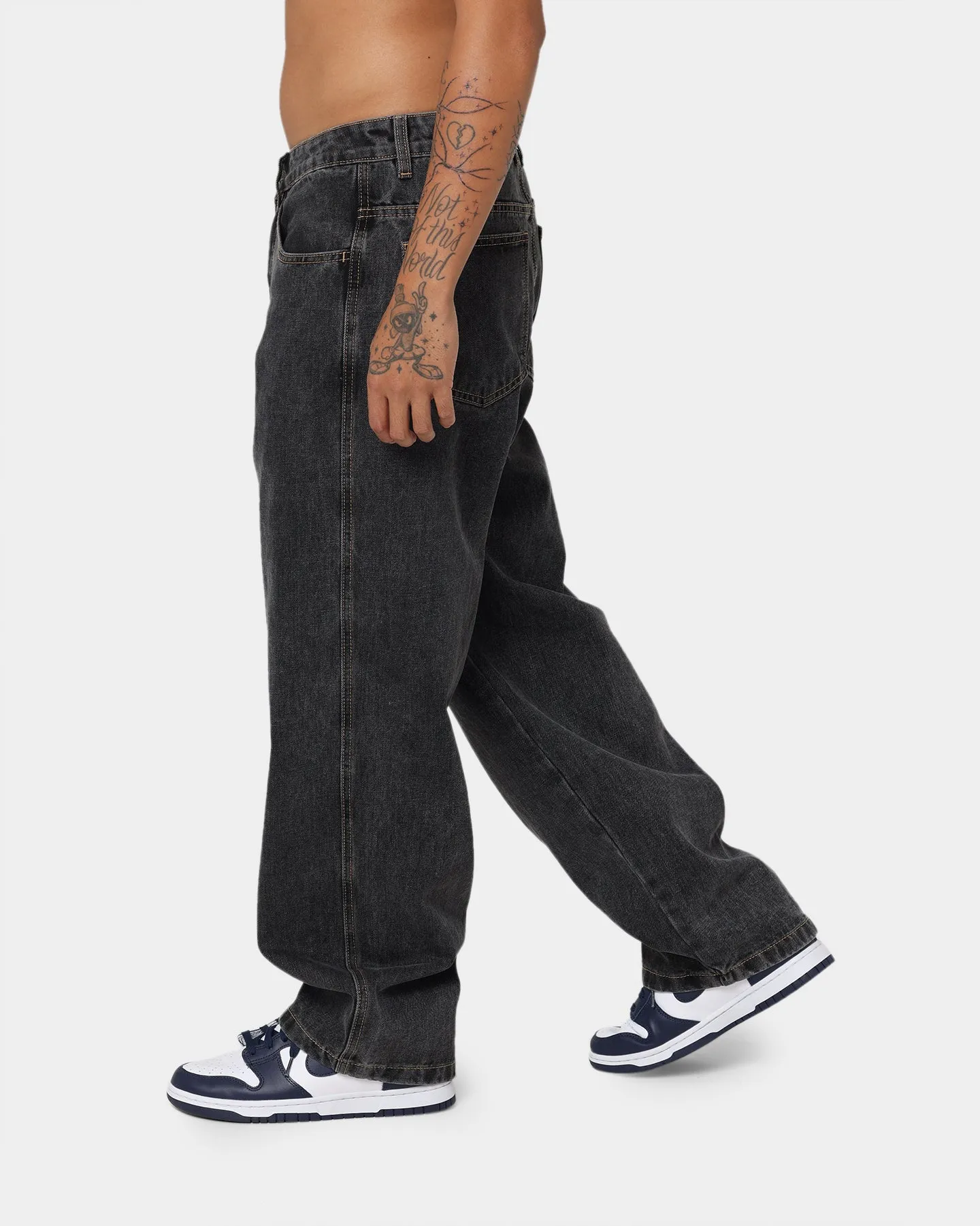 X-Large Bull Denim 91 Wide Leg Pants Washed Black