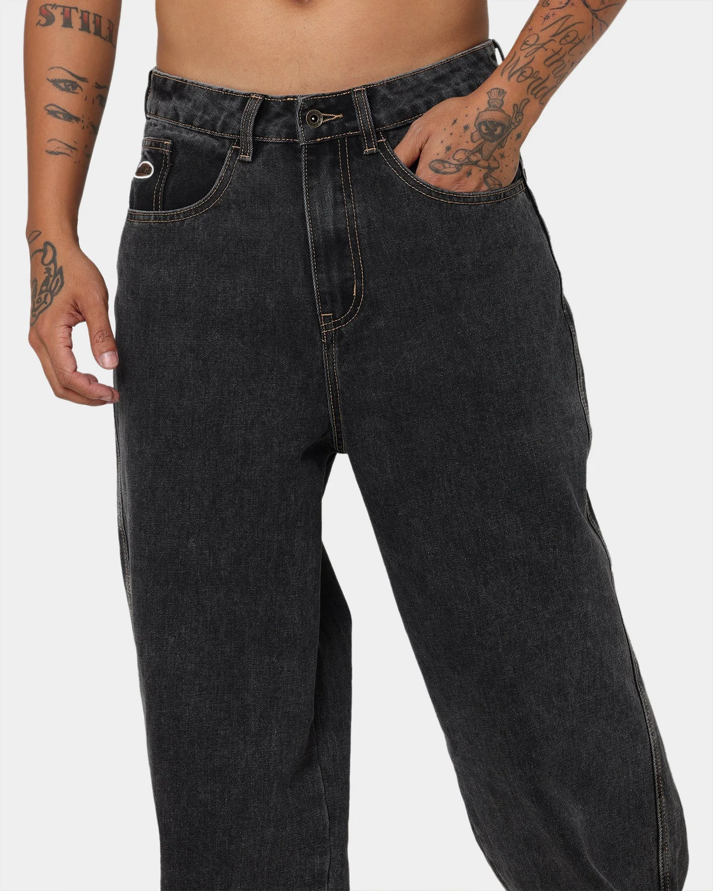 X-Large Bull Denim 91 Wide Leg Pants Washed Black