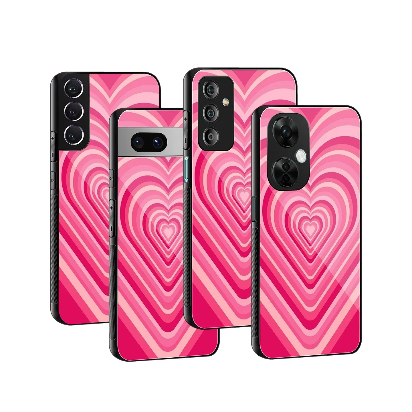 Y2K French Pink Hearts Phone Cover | Glass Case