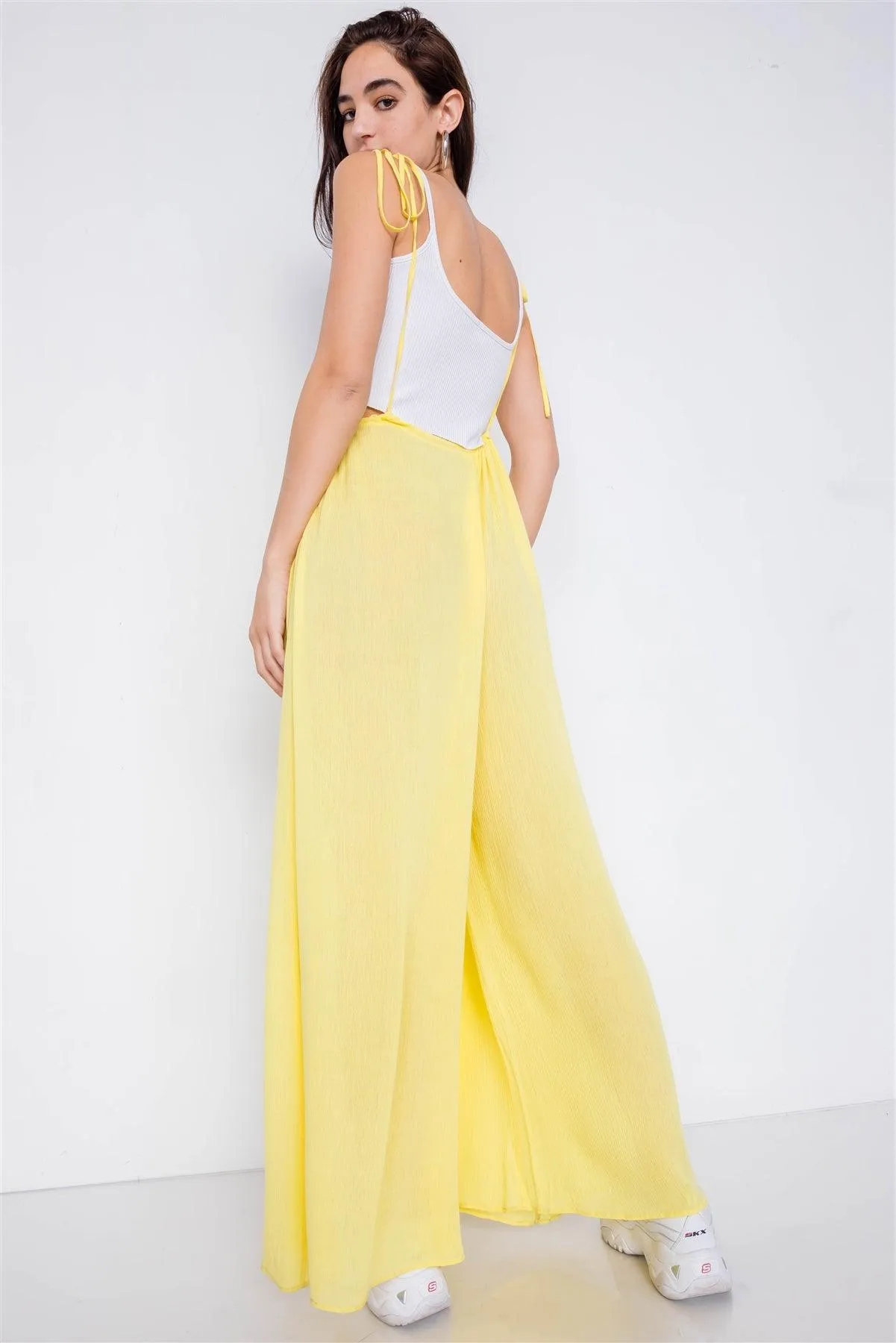 Yellow Overall Vintage Sheer Wide Leg Jumpsuit   / 4-2-1