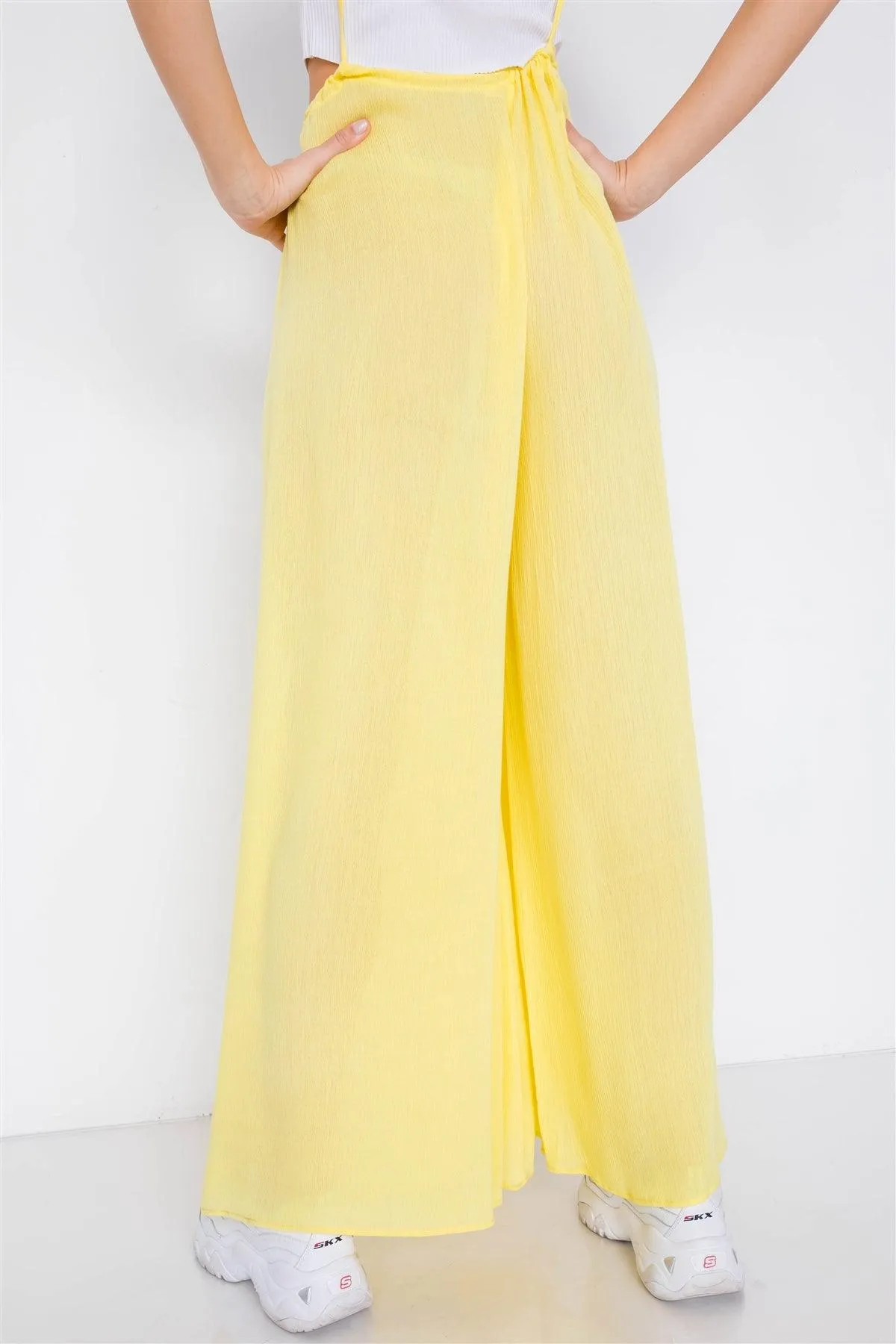 Yellow Overall Vintage Sheer Wide Leg Jumpsuit   / 4-2-1