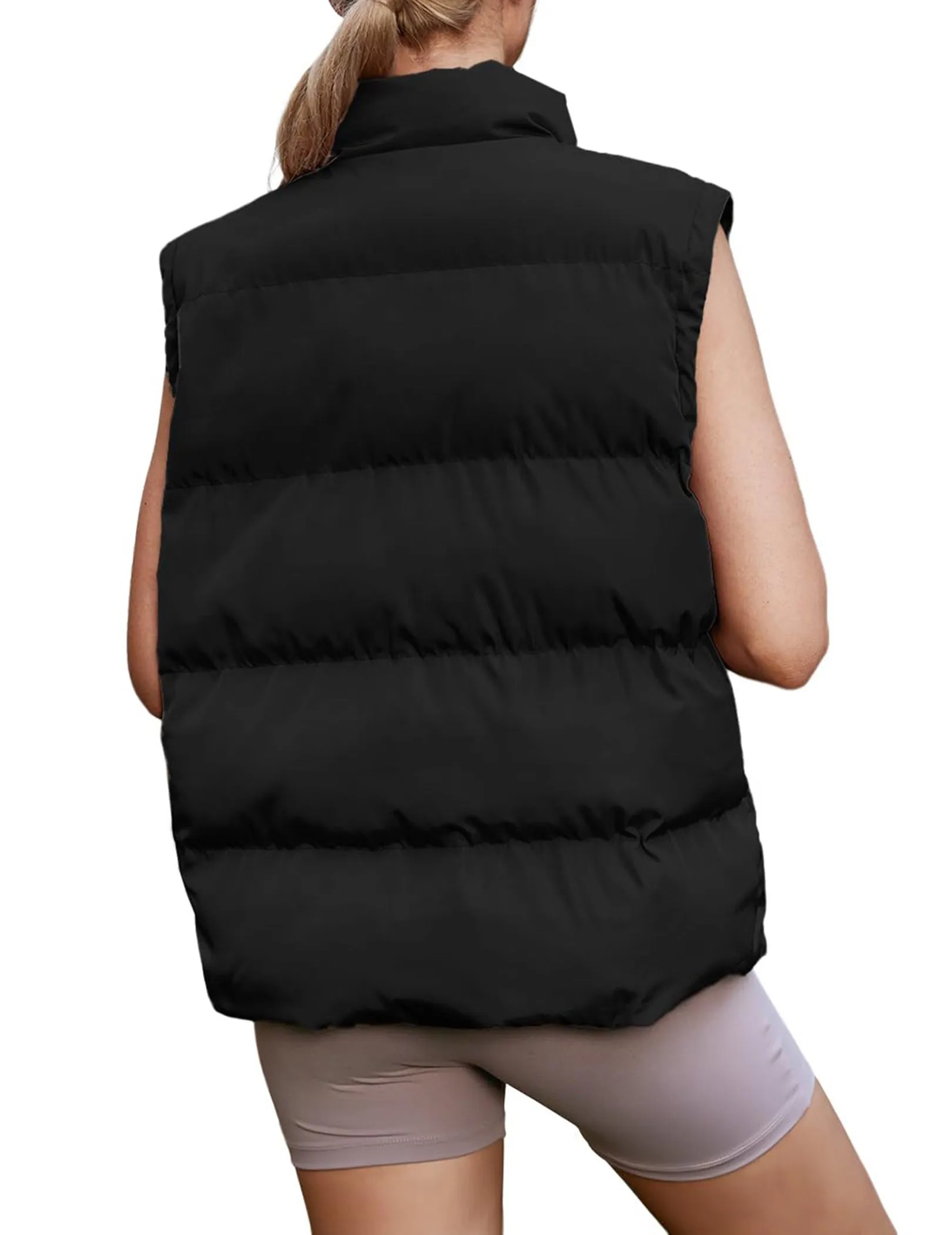 Zeagoo Women Sleeveless Warm Jackets Casual Stand Collar Puffer Vest