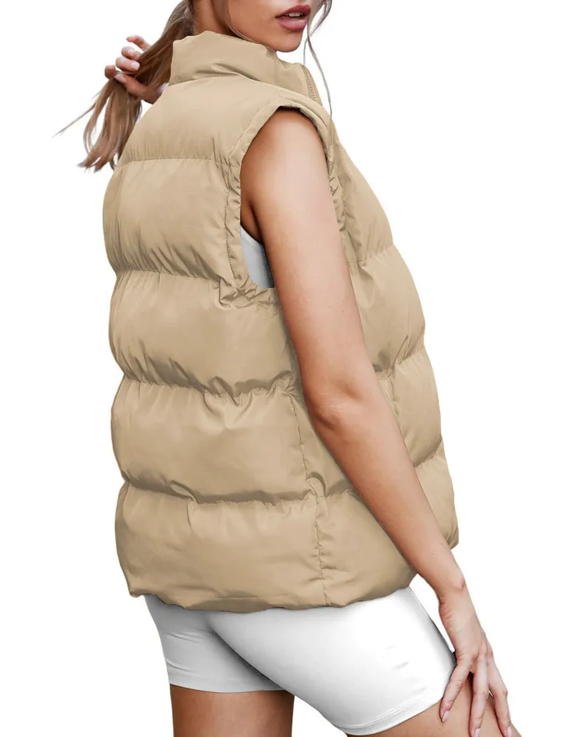 Zeagoo Women Sleeveless Warm Jackets Casual Stand Collar Puffer Vest