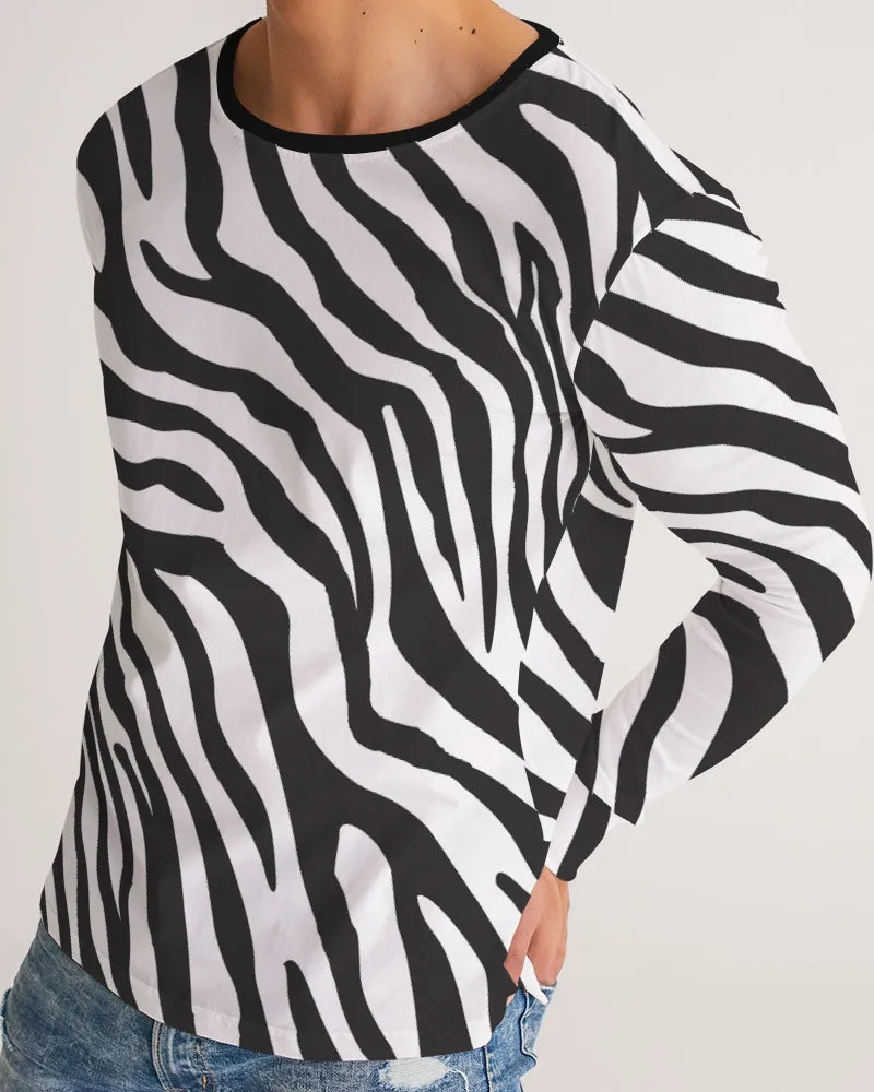 Zebra Print Men's Long Sleeve T Shirt